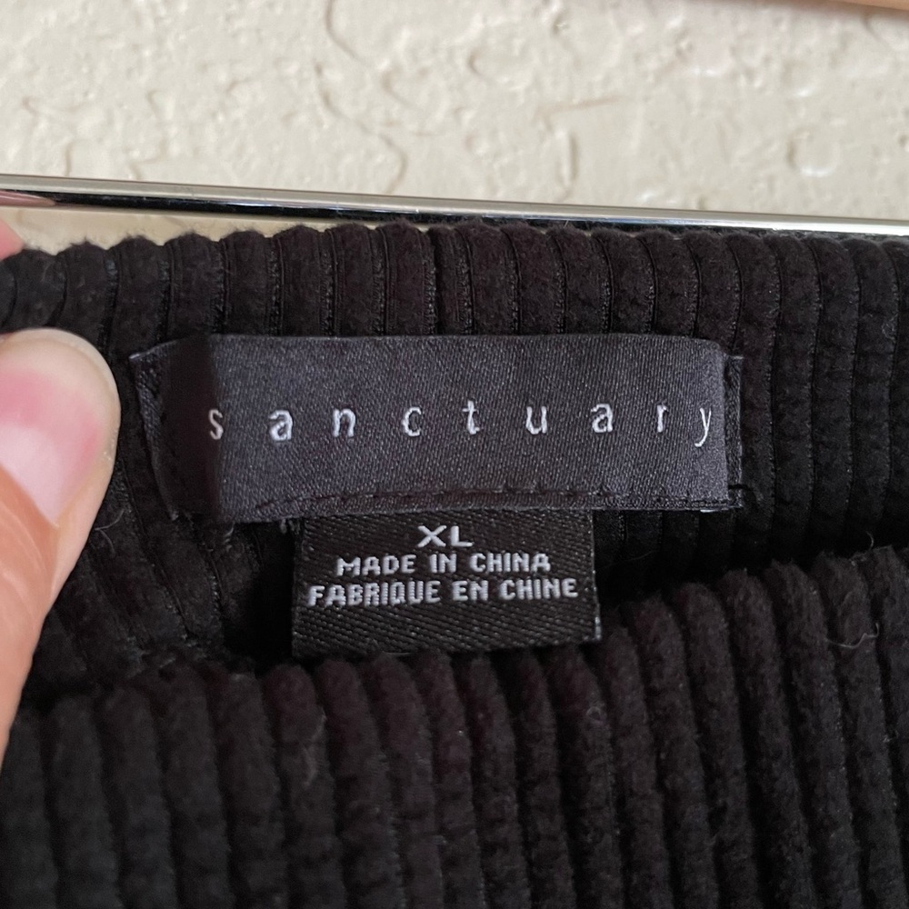 Sanctuary Anthropologie Black The Kicker High Waisted Ribbed Flare Leggings - Picture 7 of 9